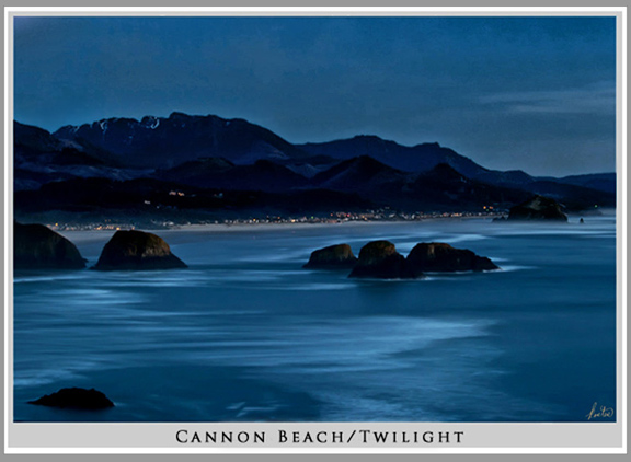Cannon Beach at twilight.